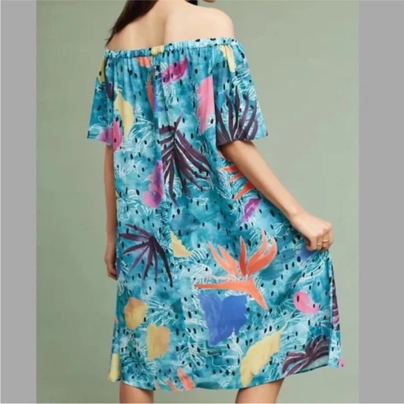 Anthropologie Christina Economou Pacific Off the Shoulder Midi Shift Dress XS - Picture 3 of 13